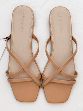 The Drop Women’s Tan Strappy Slide Sandals